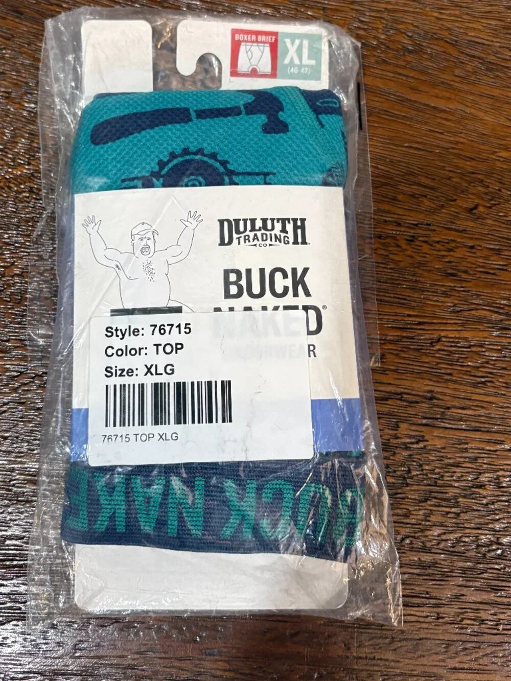 Duluth Trading Co. Buck Naked Underwear Teal & Navy Tool Pattern NIP NEW sz XL